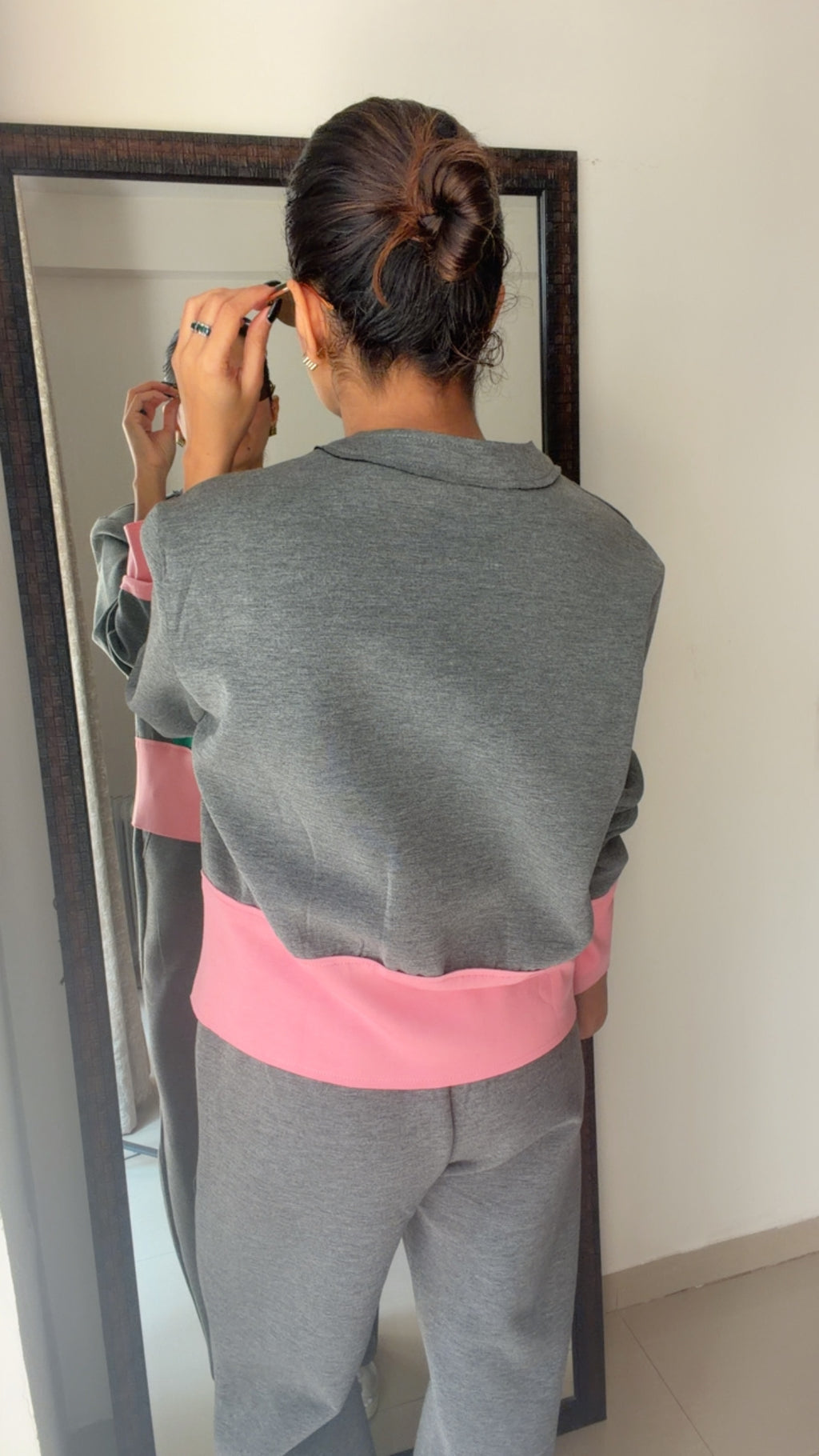 Grey Color-Block Fall Co-ord Set