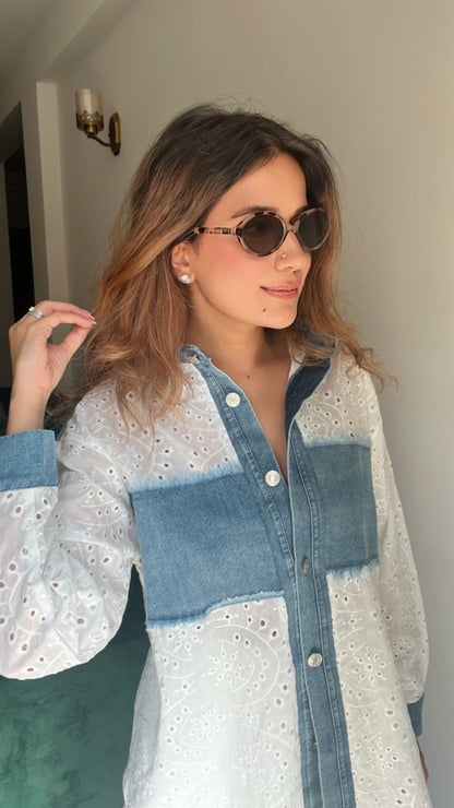 Denim Contrast Poplin Shirt