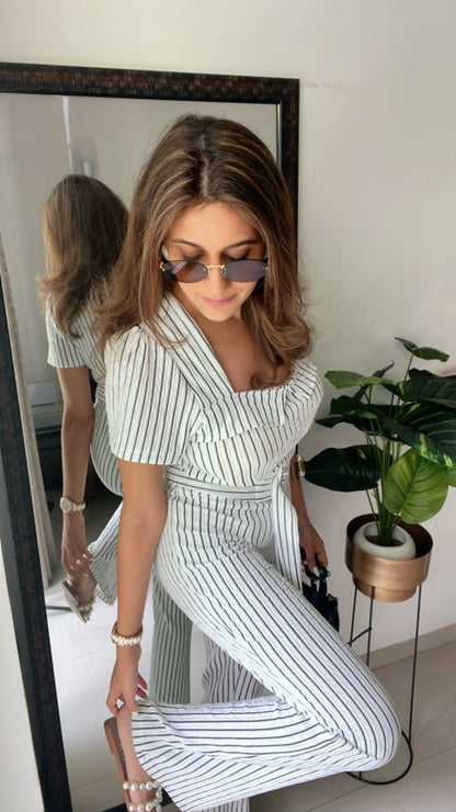 Monochrome Stripe Jumpsuit