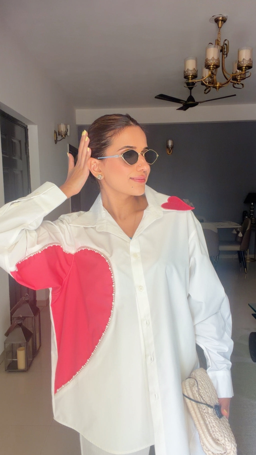 Pink Heart Pearl Poplin Shirt