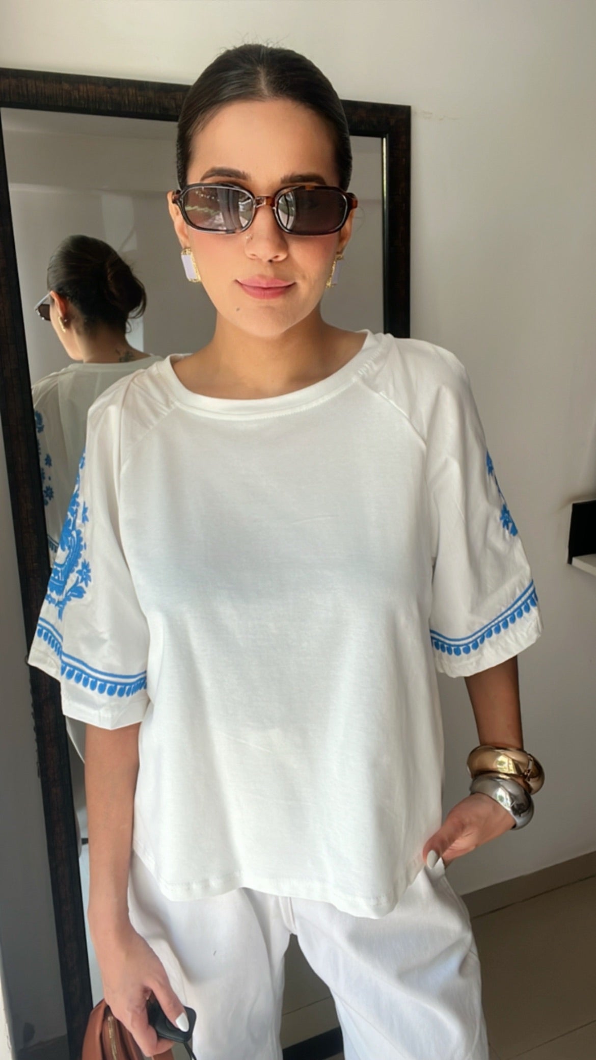 Embroidered Poplin Tee Top