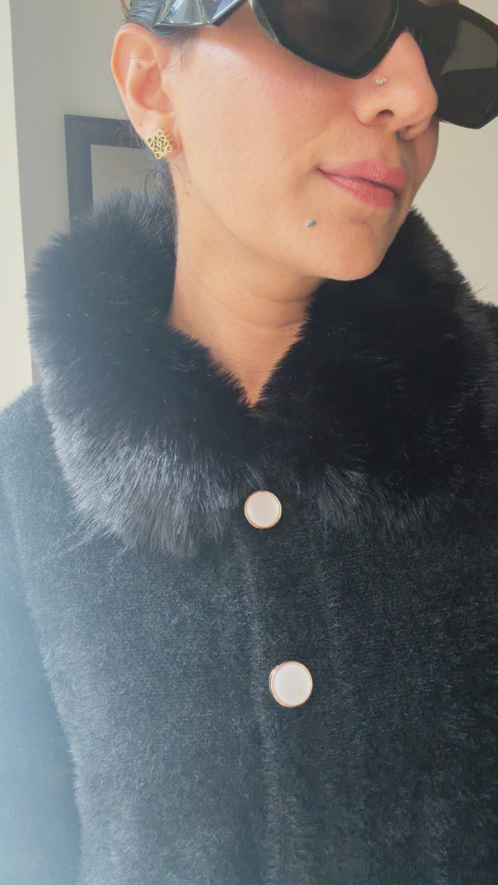 Midnight Luxe Fur-Trim Fall Jacket