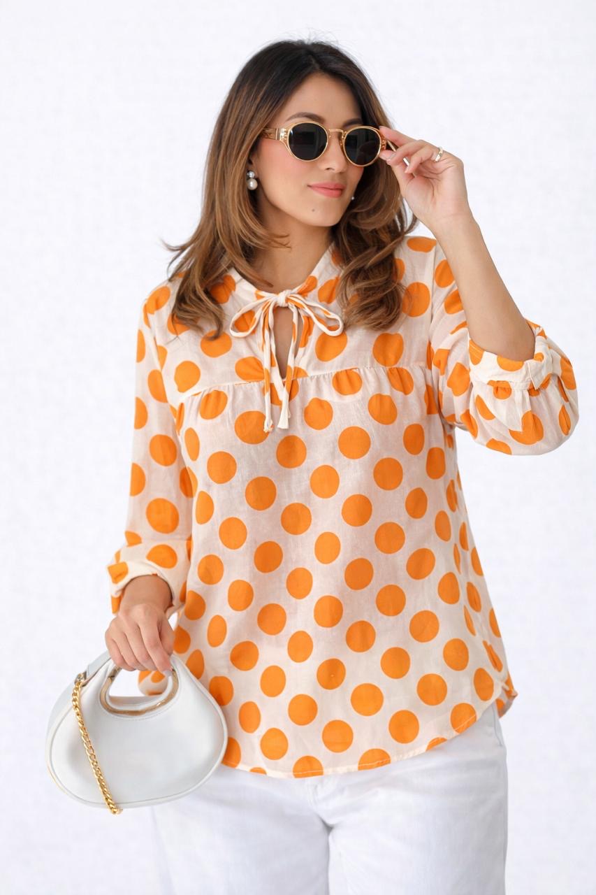 Poplin Polka Dot Top