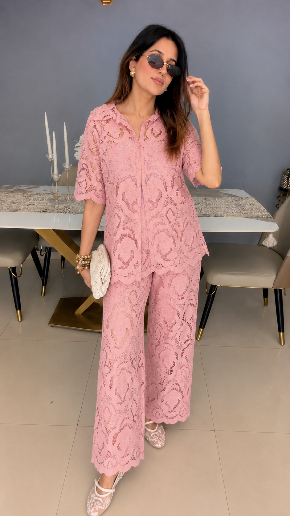 Trendy Floral Crochet Co-ord Outfit