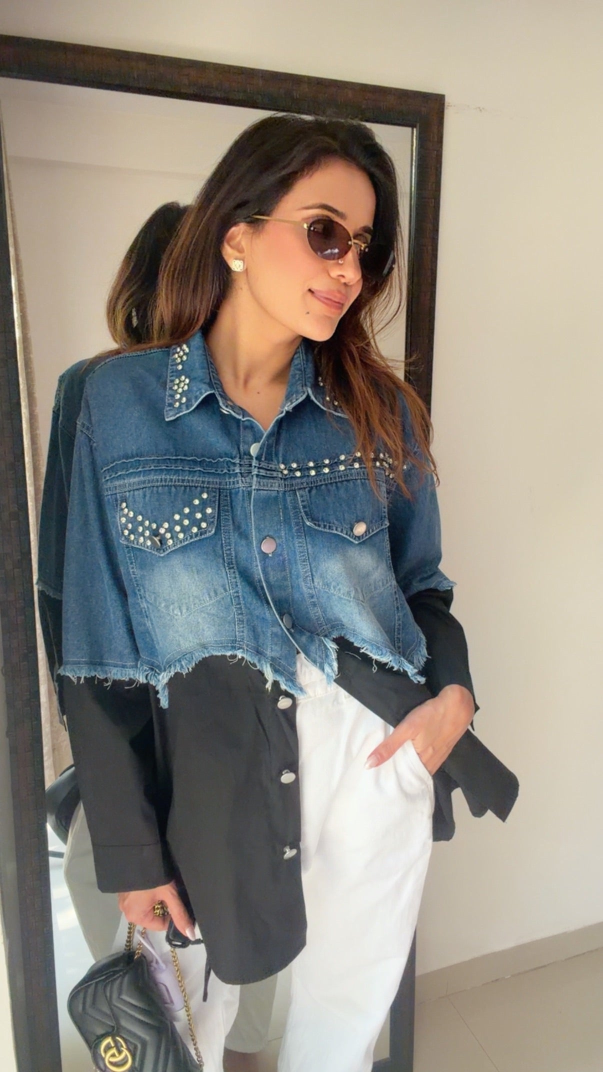 Studded Denim Poplin Shirt