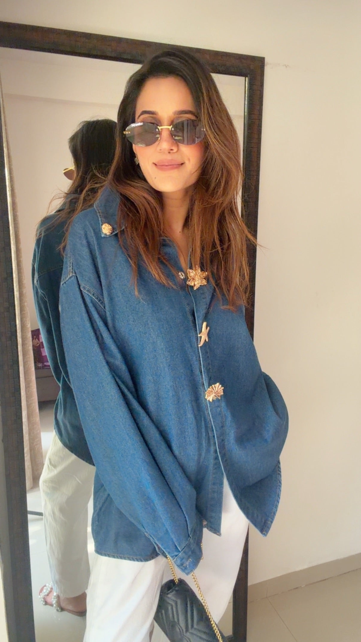 Soft Denim Gold Detailed Shirt