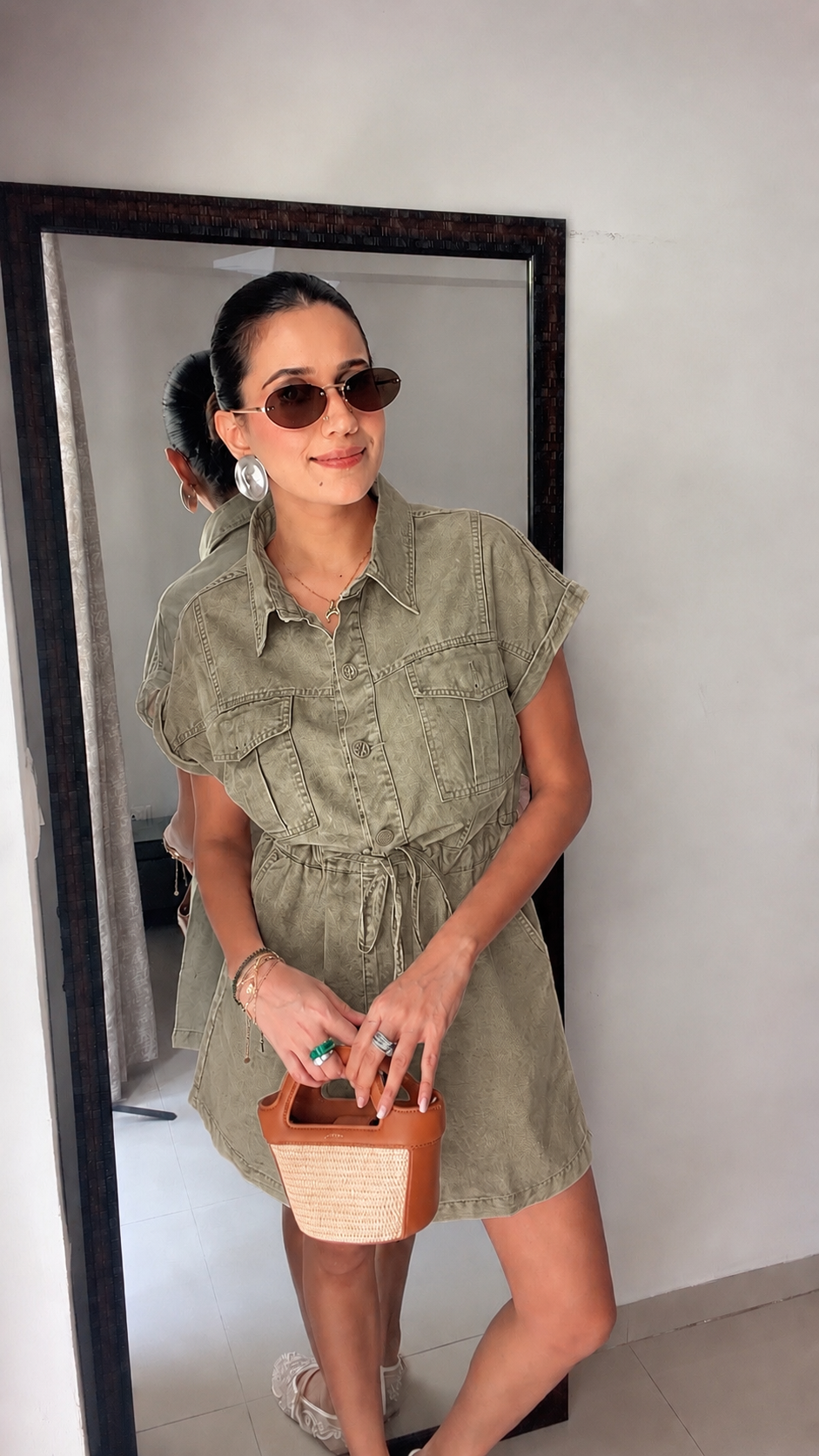 Sandstone Denim Tie-Up Dress