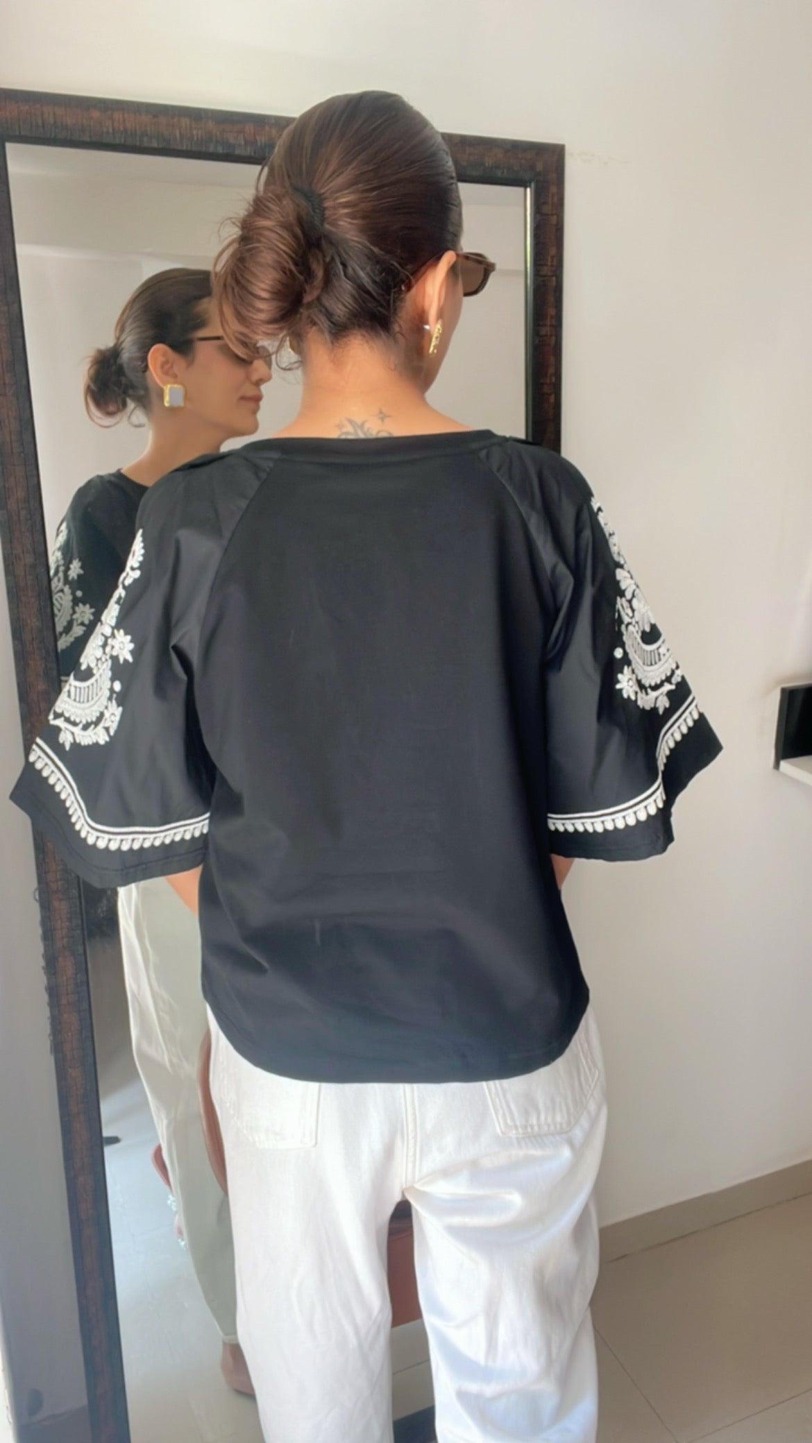 Embroidered Poplin Tee Top