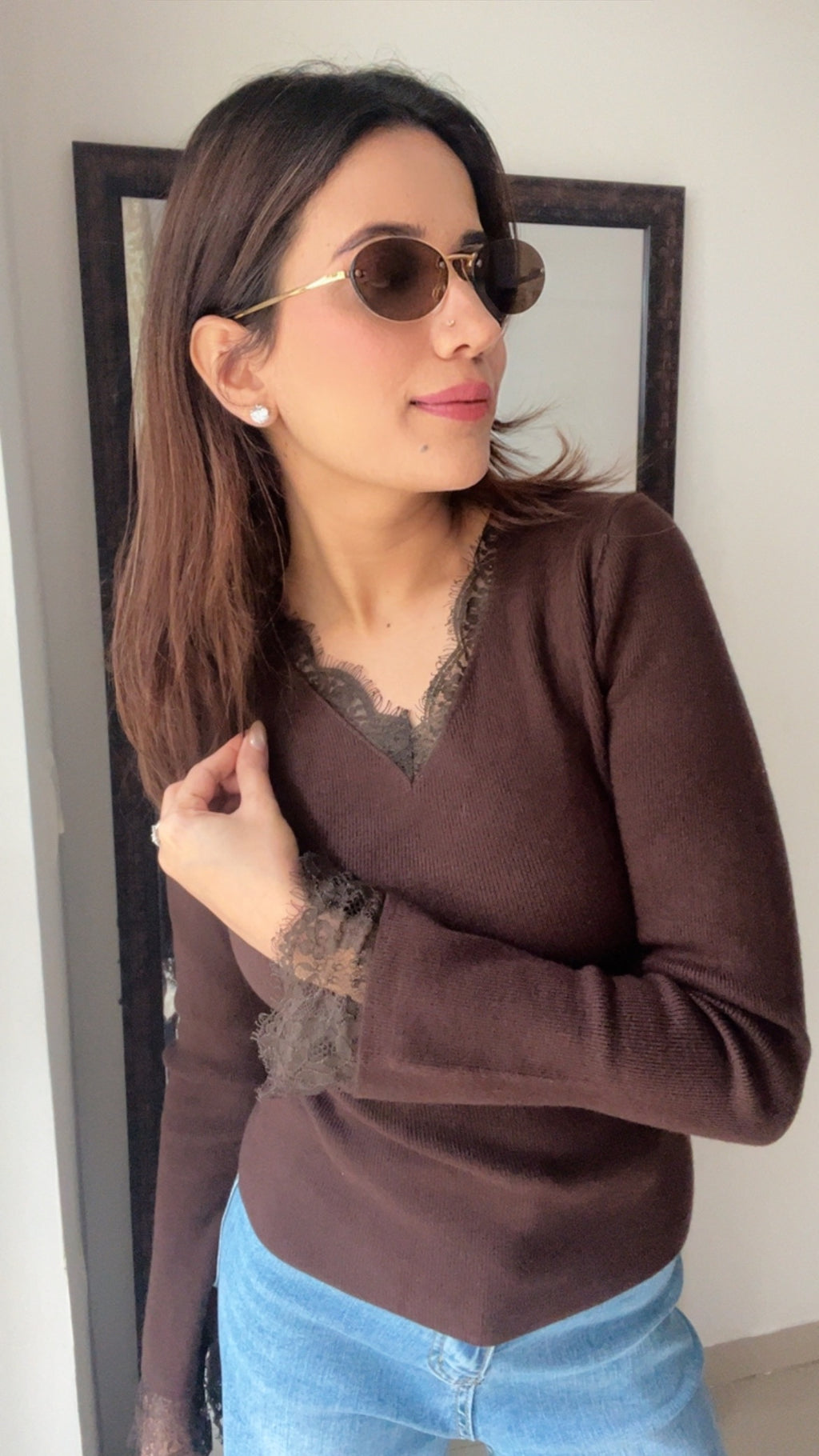 Ribbed Lace Detailed Fall Layered Top