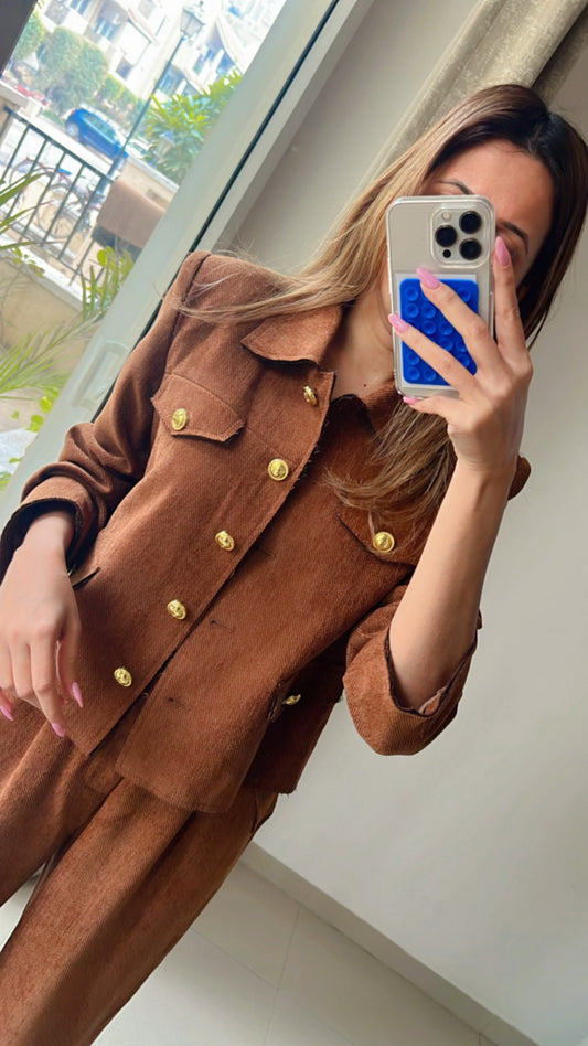 Suede Camel Fall Co-ord Set