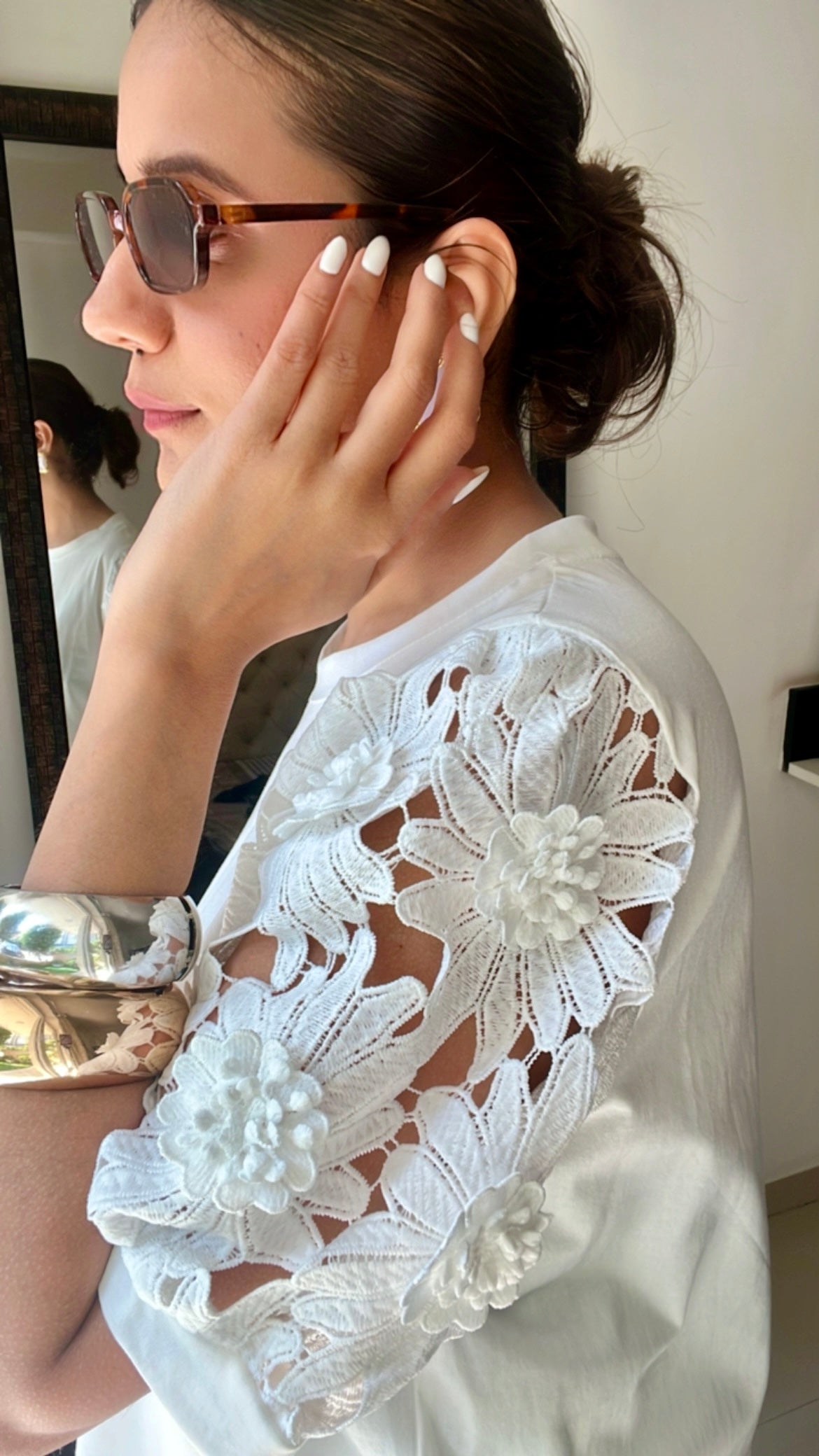 Floral Cutwork Poplin Tee