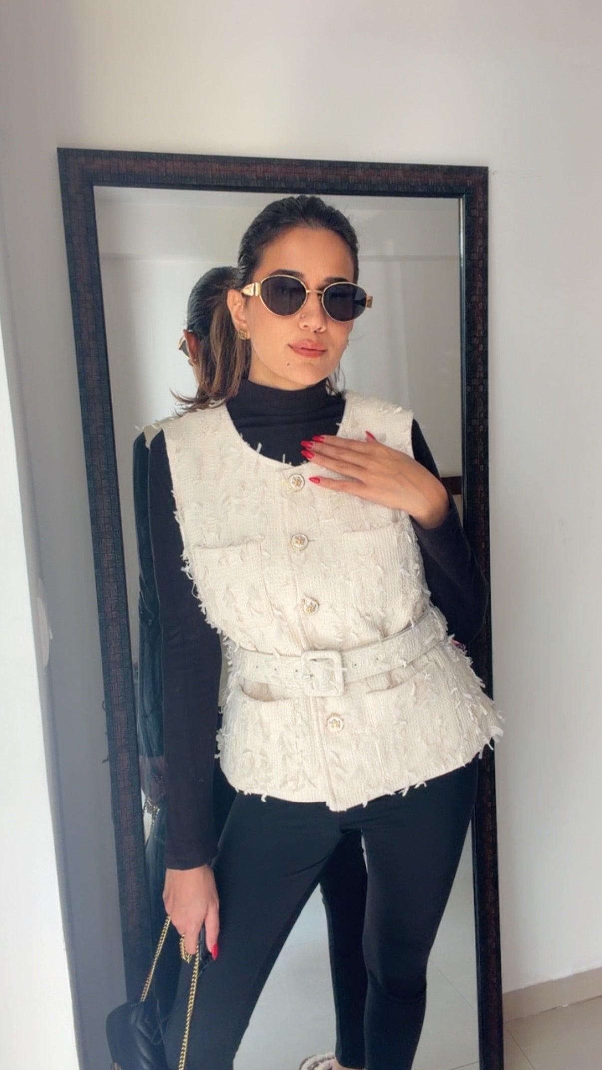 Tweed Fall Vest with belt