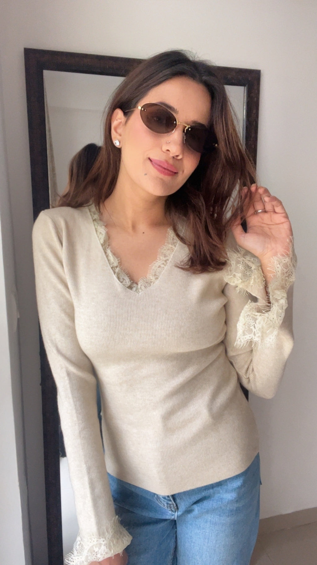 Ribbed Lace Detailed Fall Layered Top