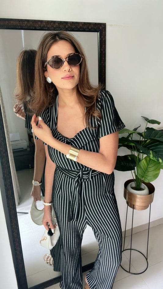 Monochrome Stripe Jumpsuit