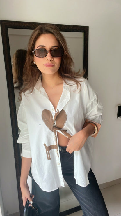 Deer Graphic Poplin Shirt