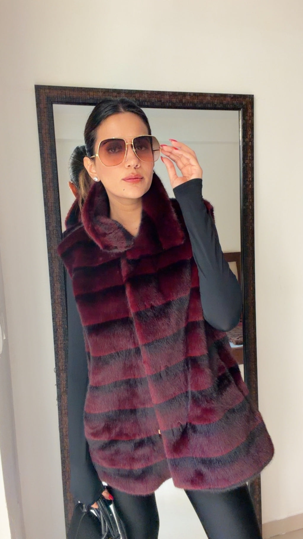 Striped Faux Fur Fall Gilet (Vest)