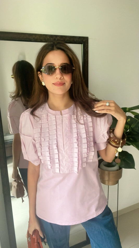 Zipped Frilled Top