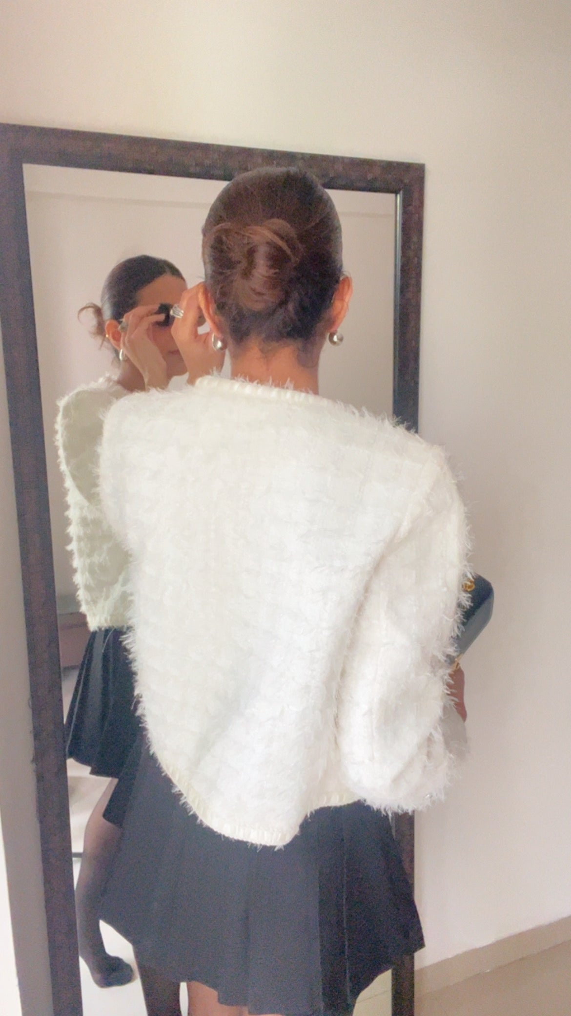 White Furry Tweed Fall Jacket