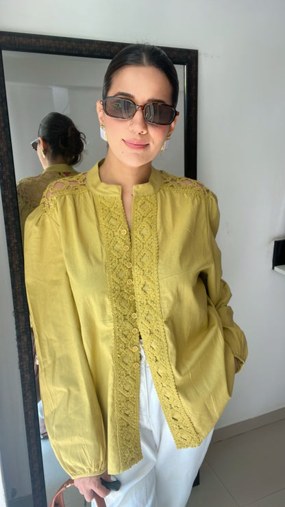 Cut work Lace Poplin Top