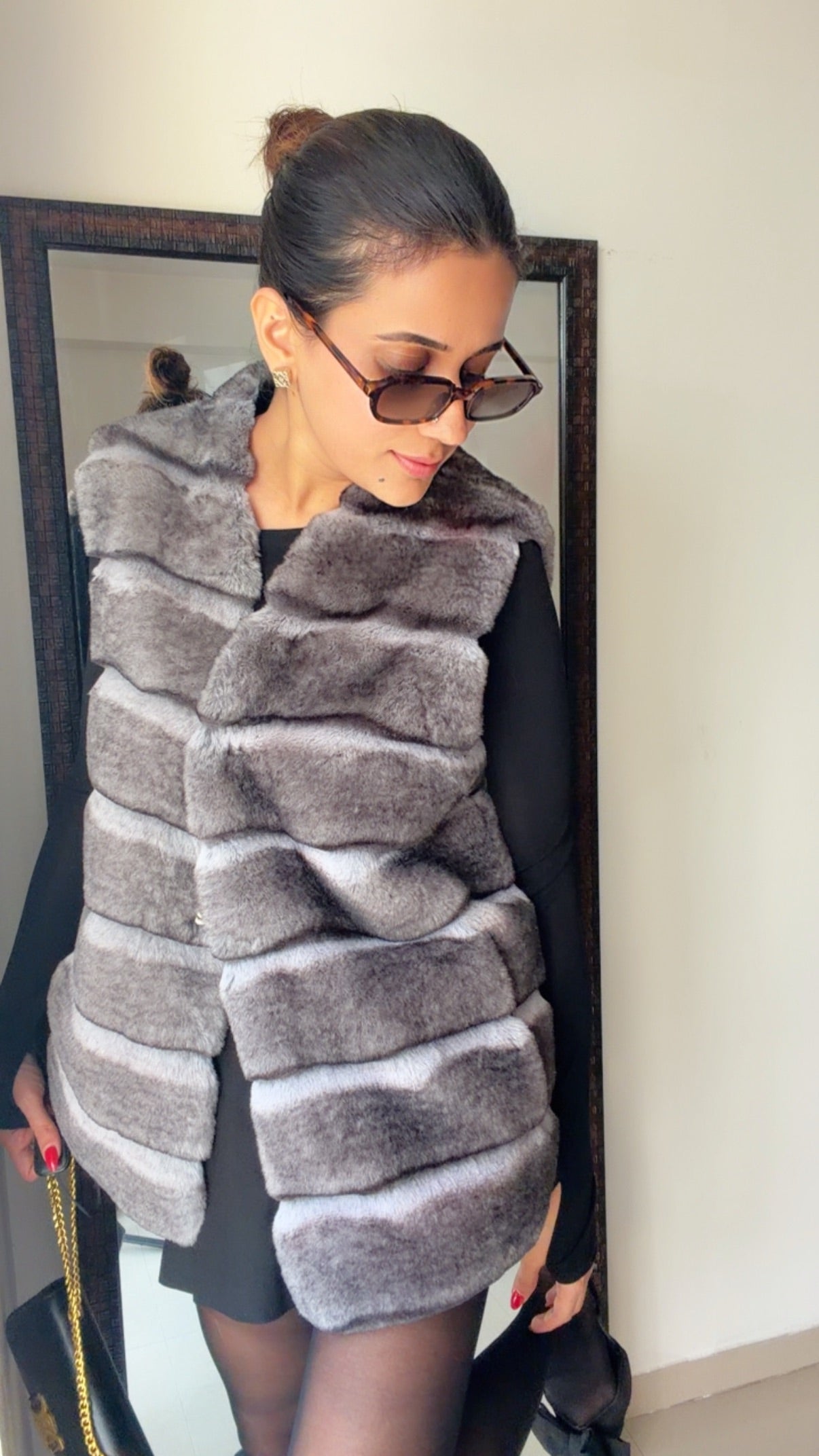 Bubble Effect Faux Fur Fall Vest