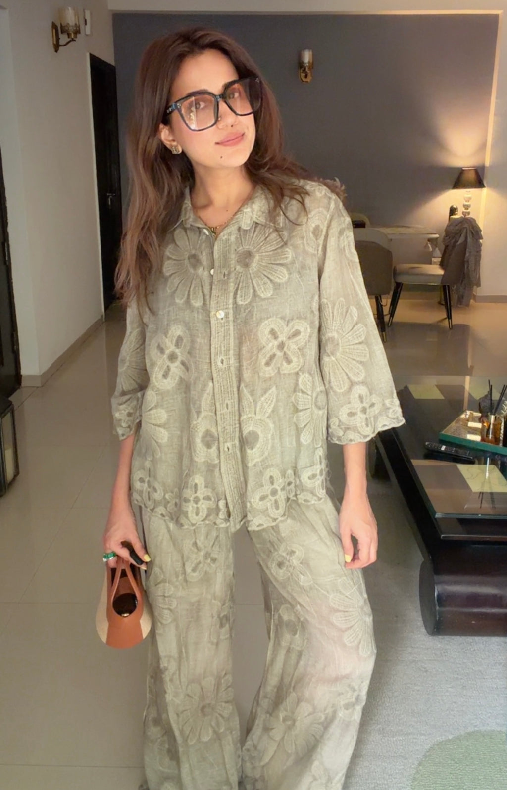 Sage Floral Embroidered Co-ord Set