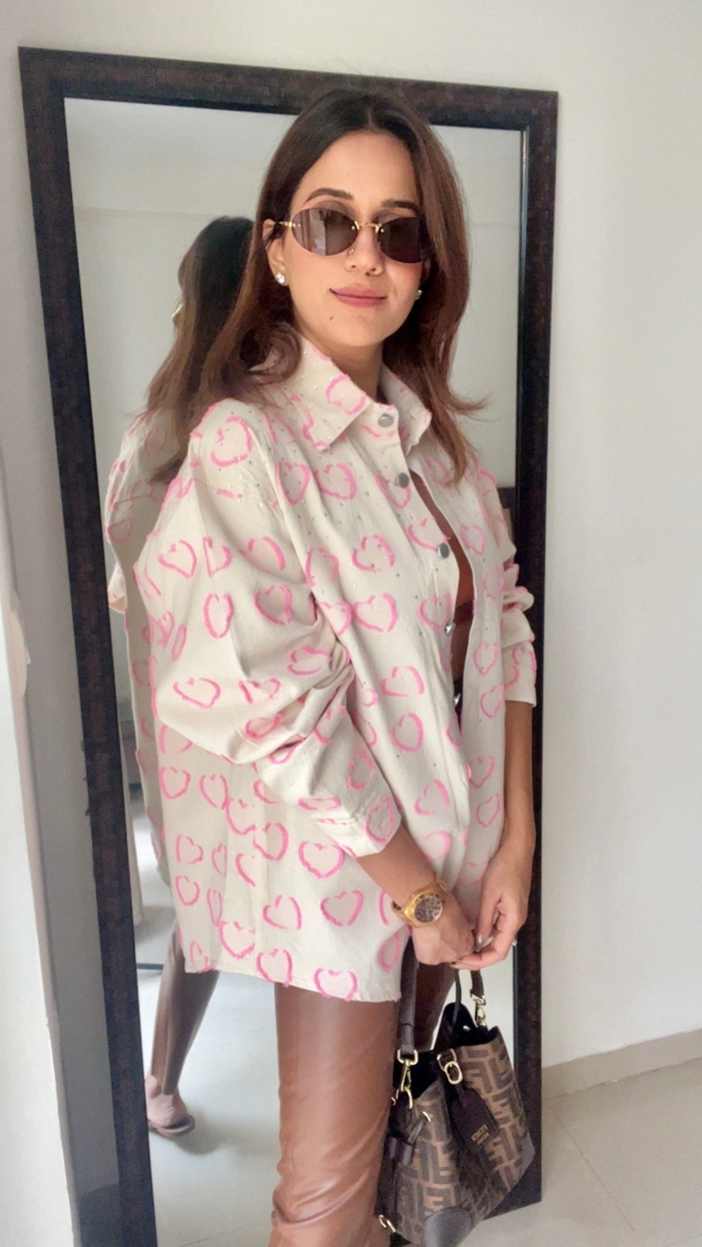 Swarovski Studded Heart Denim Shirt