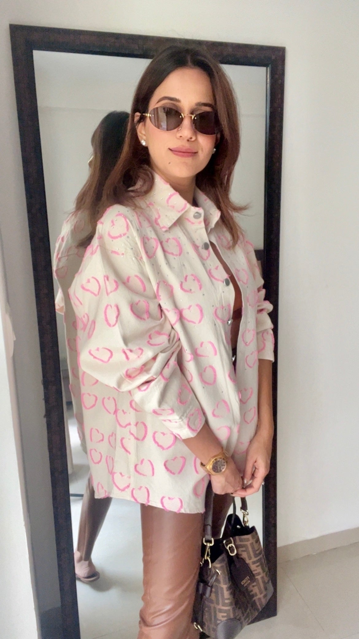 Swarovski Studded Heart Denim Shirt