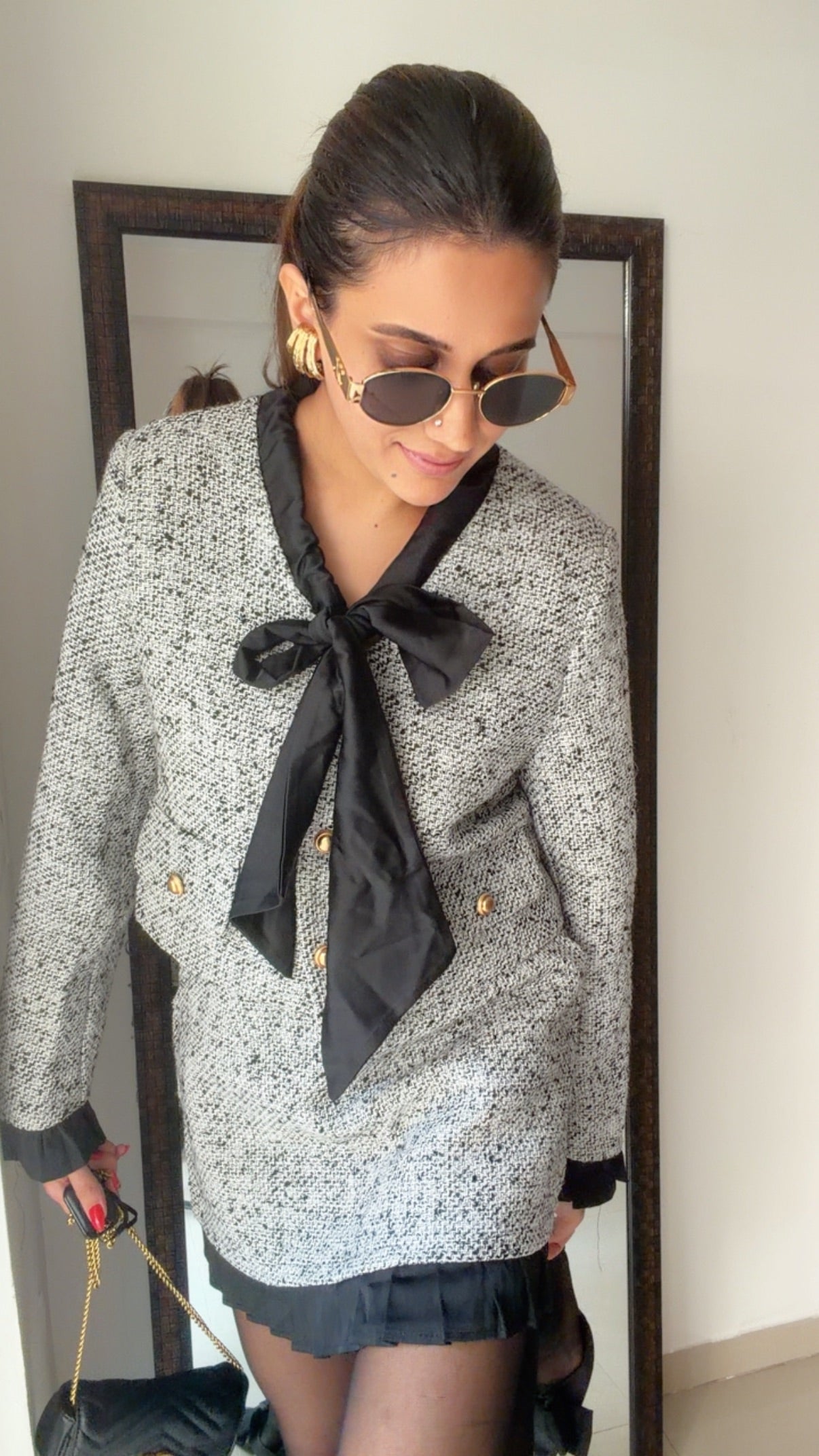 Bow knot Tweed Fall Co-ord Set