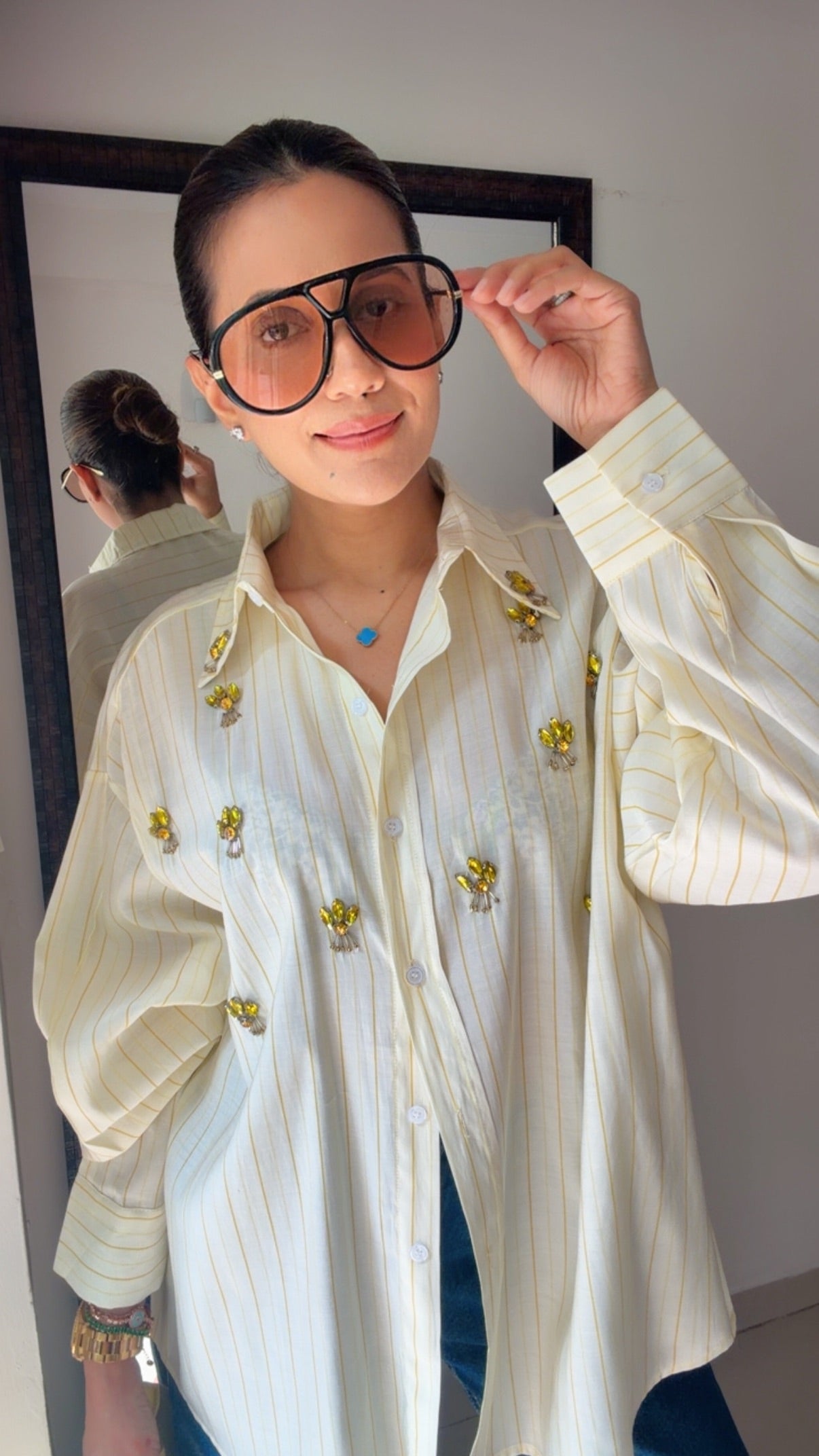 Butter Yellow Stripe Poplin Shirt