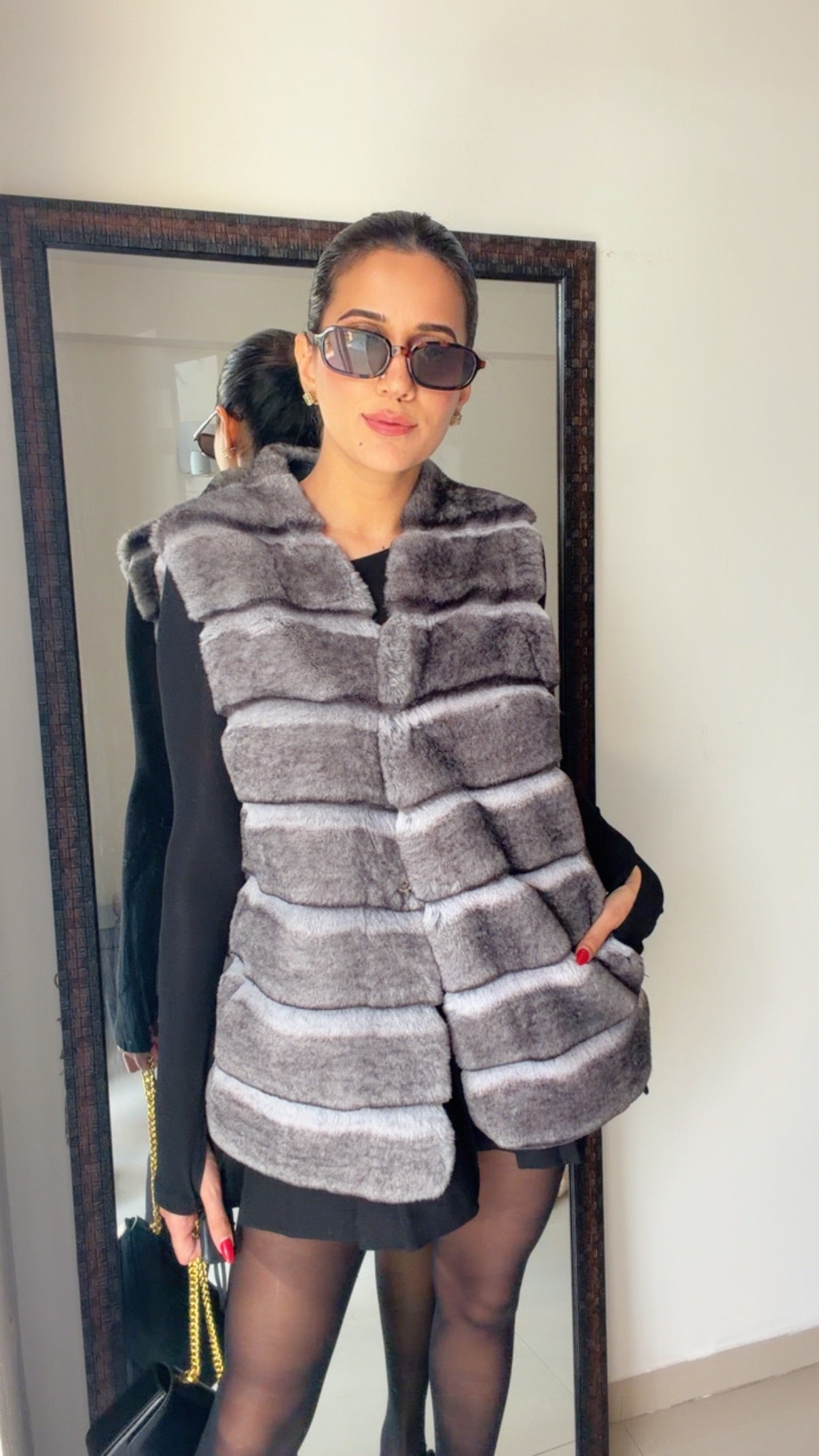 Bubble Effect Faux Fur Fall Vest