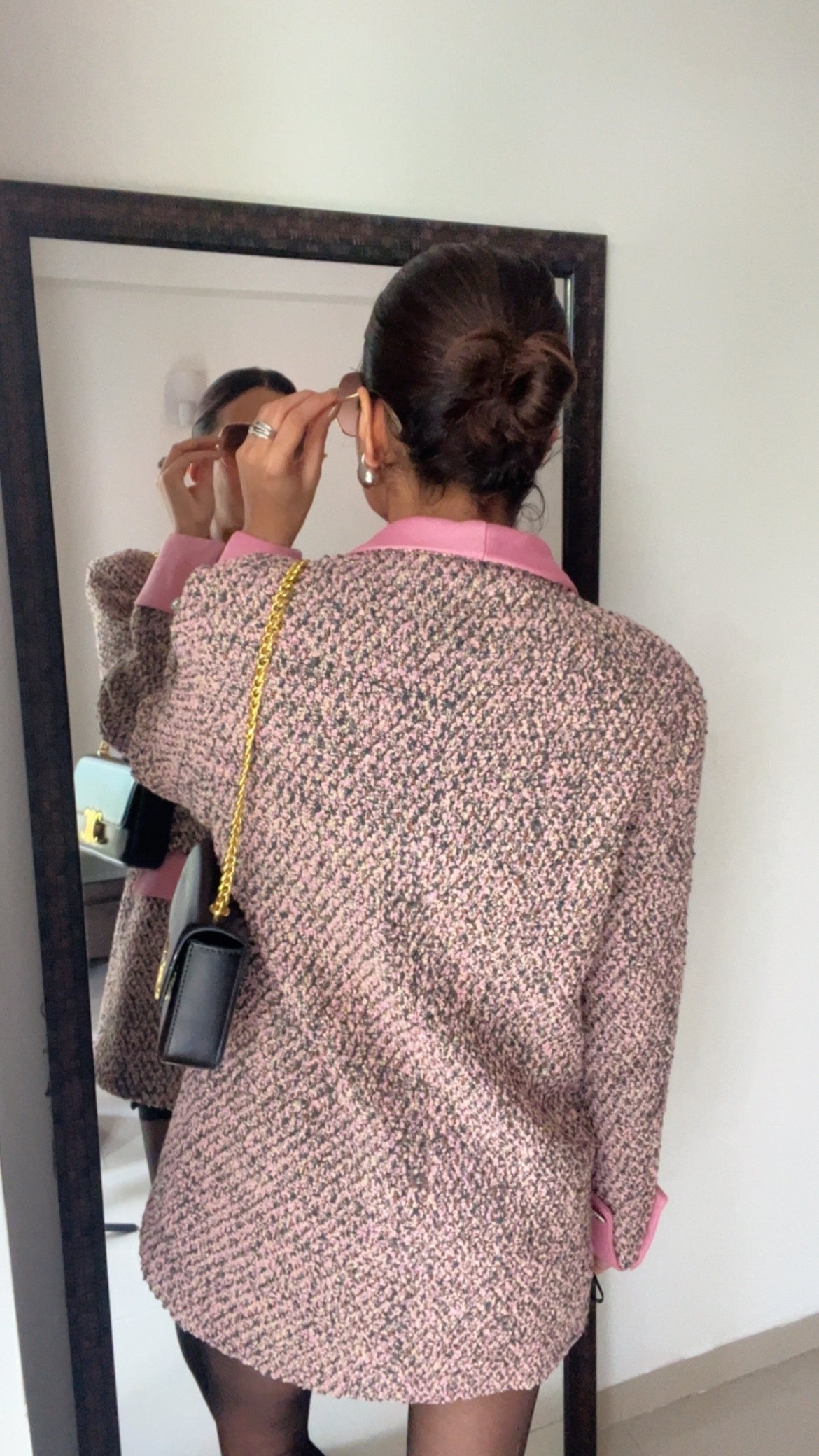 Double Breasted Textured Tweed Fall Coat