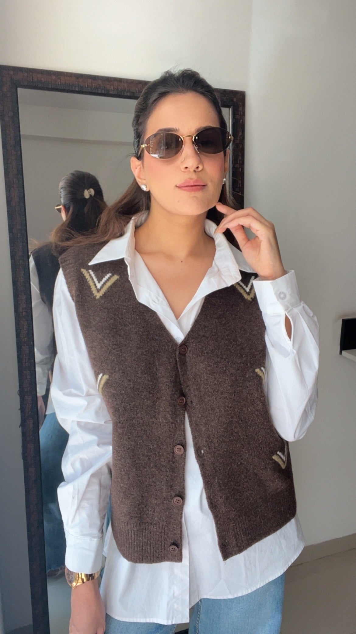 Buttoned Knit Fall Vest