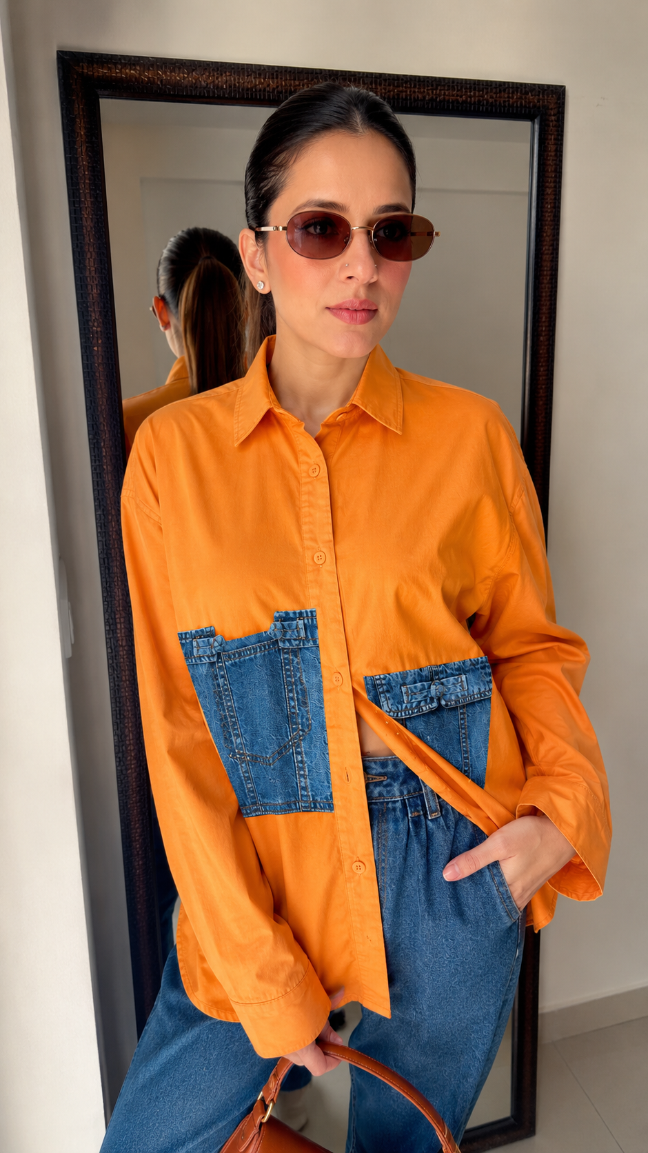 Poplin Denim Patch Shirt