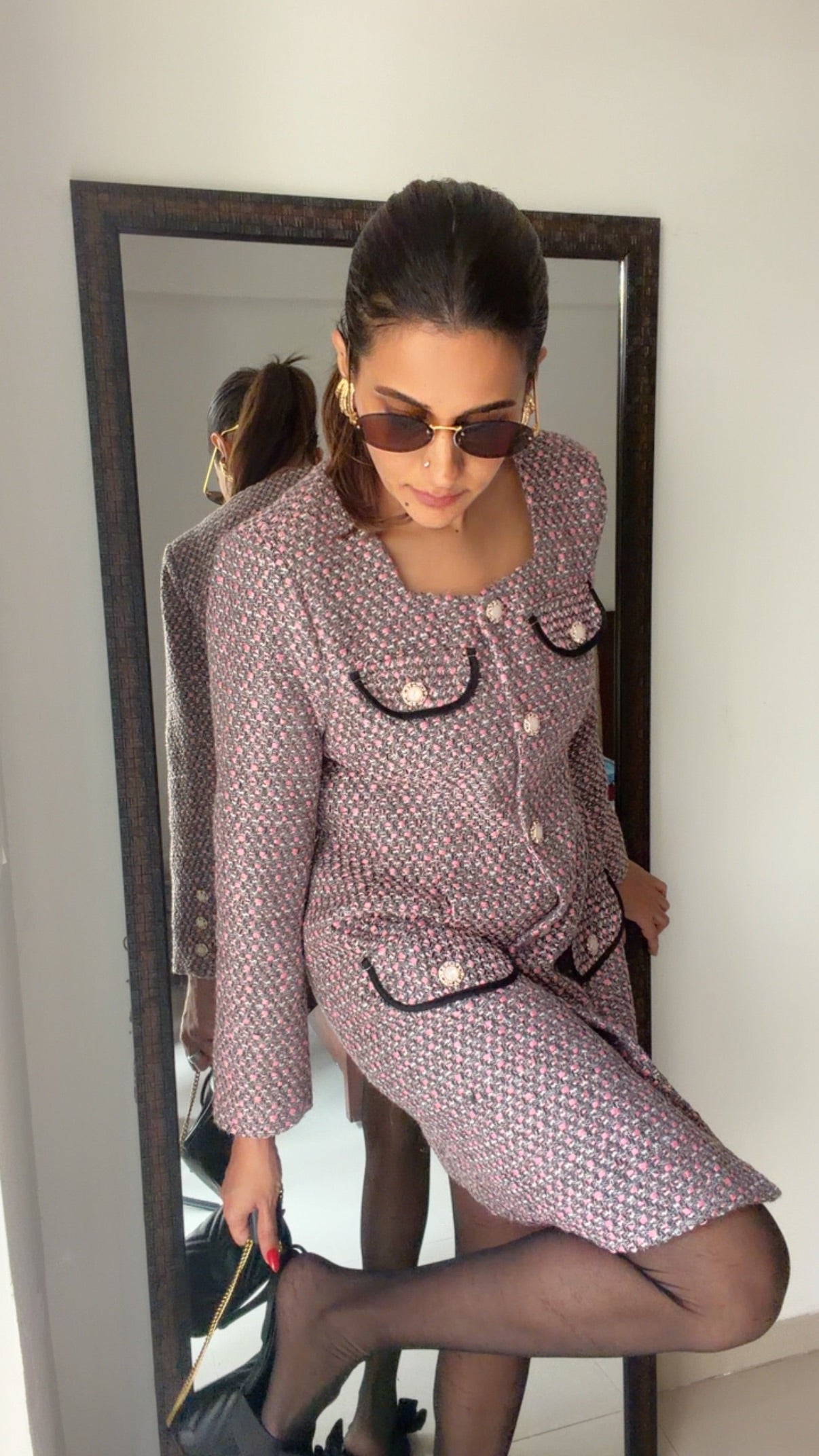 Buttoned Tweed Fall Dress