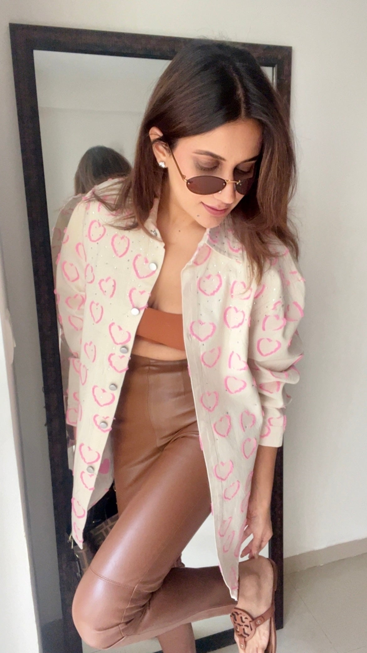 Swarovski Studded Heart Denim Shirt