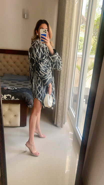 Denim Brushed Buttoned Dress