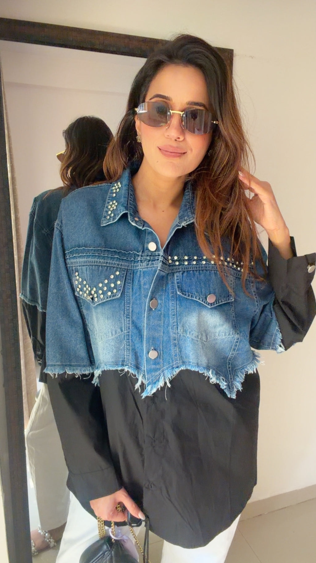 Studded Denim Poplin Shirt