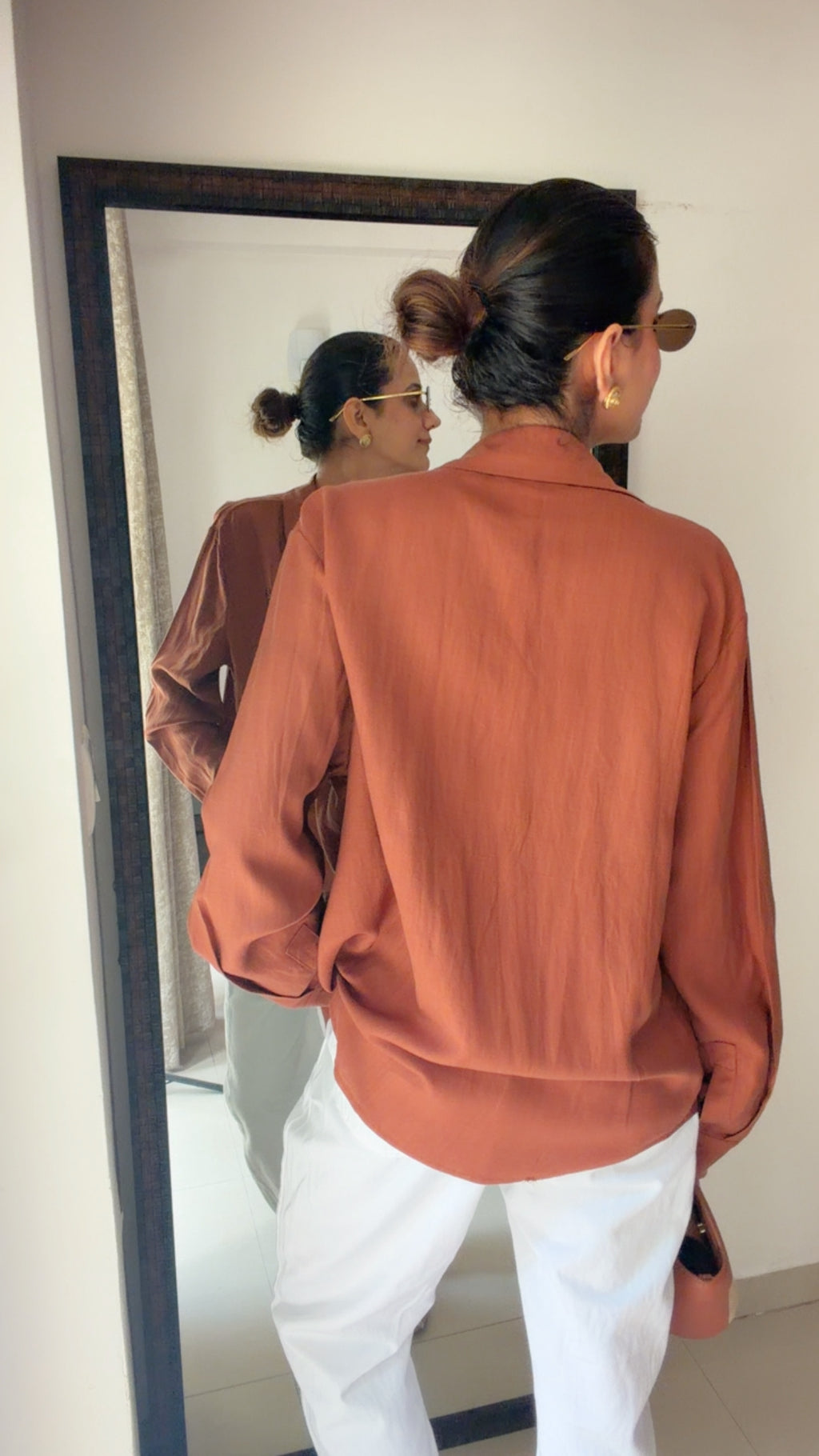 Embellished Linen Blend Poplin Shirt
