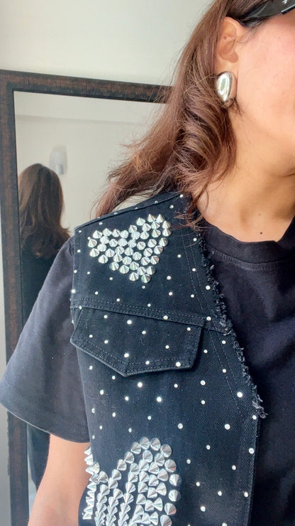 Rivet Heart Denim Fall Vest