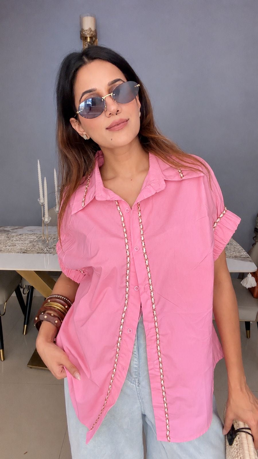 Braided Poplin Shirt