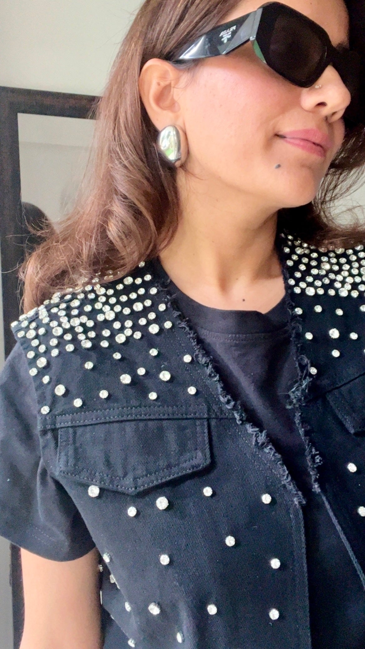 Diamond Studded Denim Fall Vest
