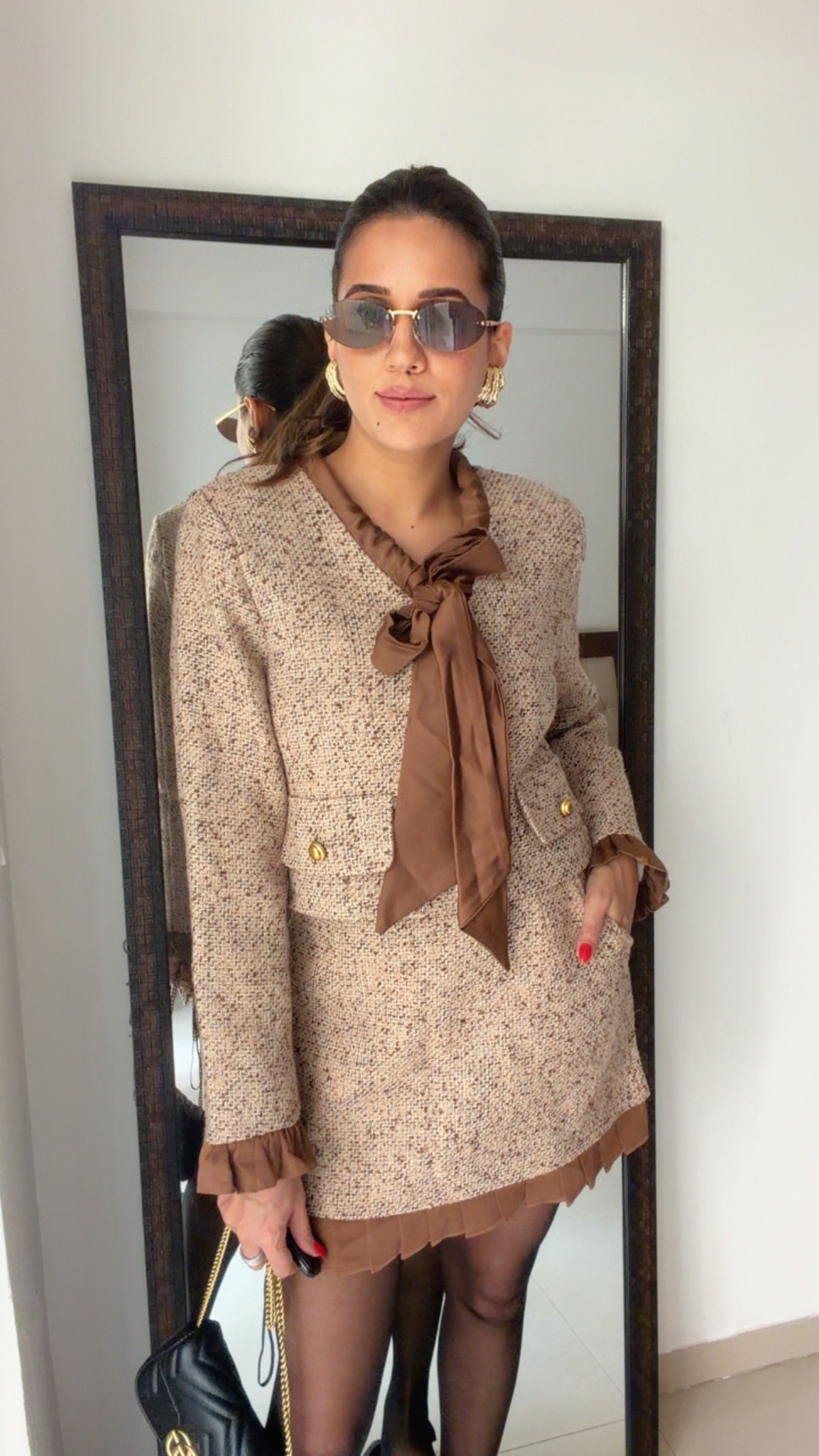 Bow knot Tweed Fall Co-ord Set