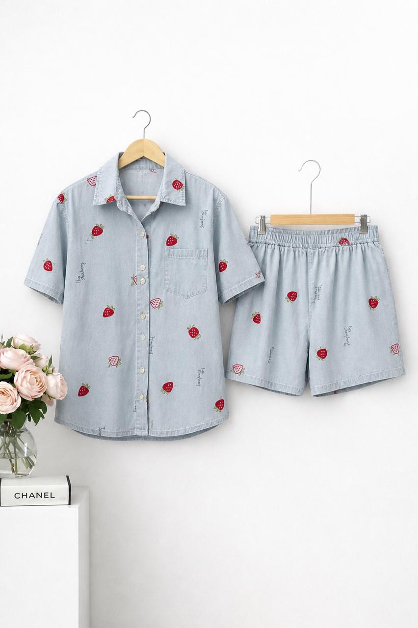 Strawberry Denim Co-ord Set