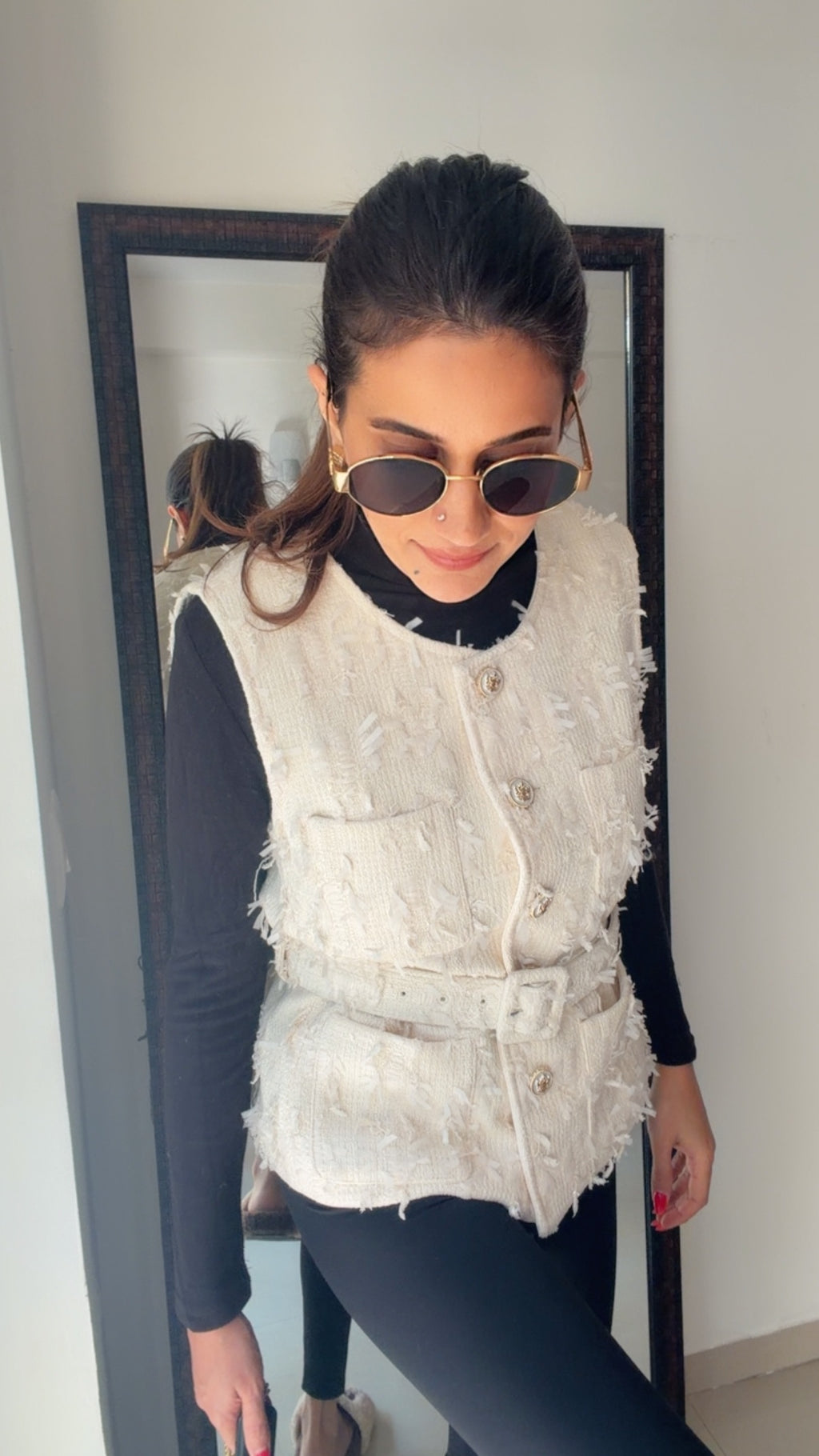 Tweed Fall Vest with belt