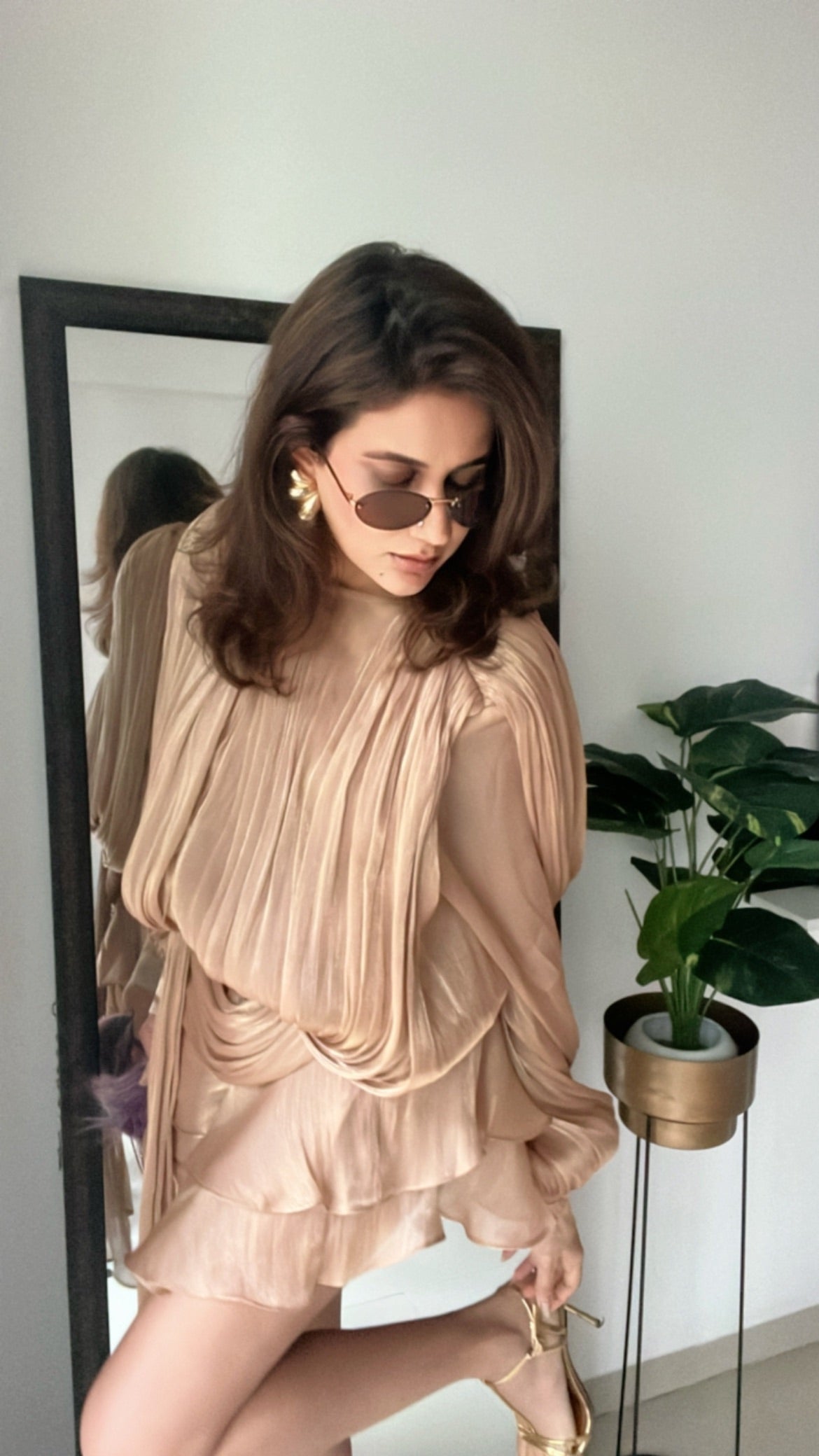 Draped High Sheen Dress