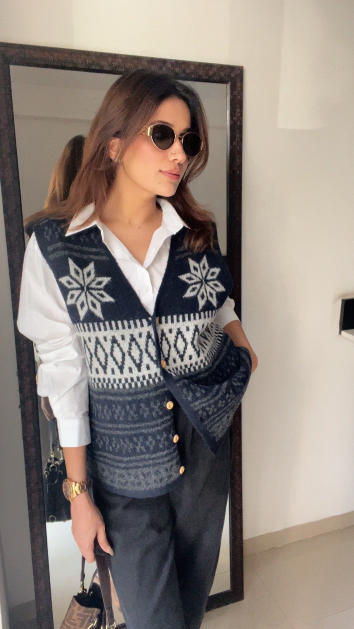 Buttoned Knit Fall Vest