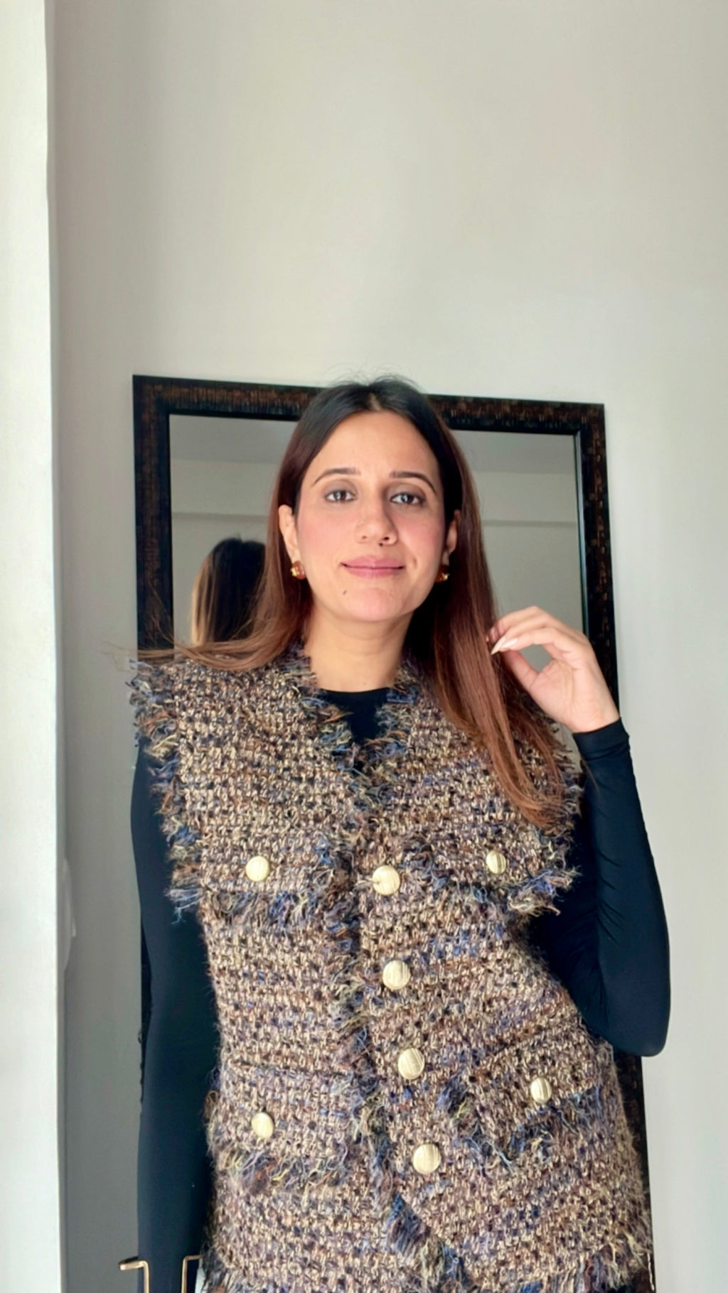 Ribbed Tweed Fall Vest