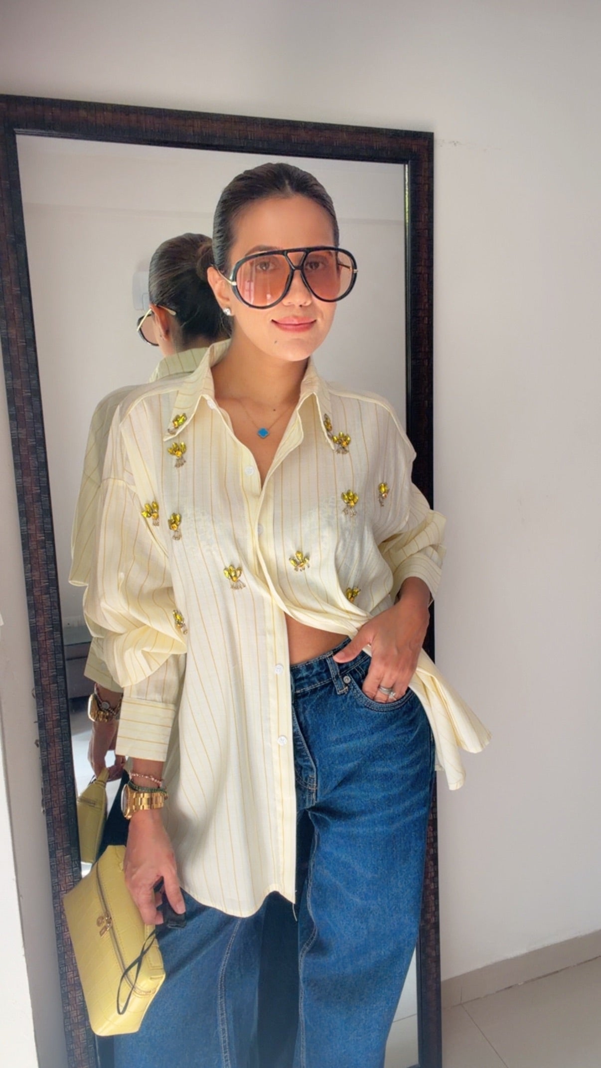 Butter Yellow Stripe Poplin Shirt