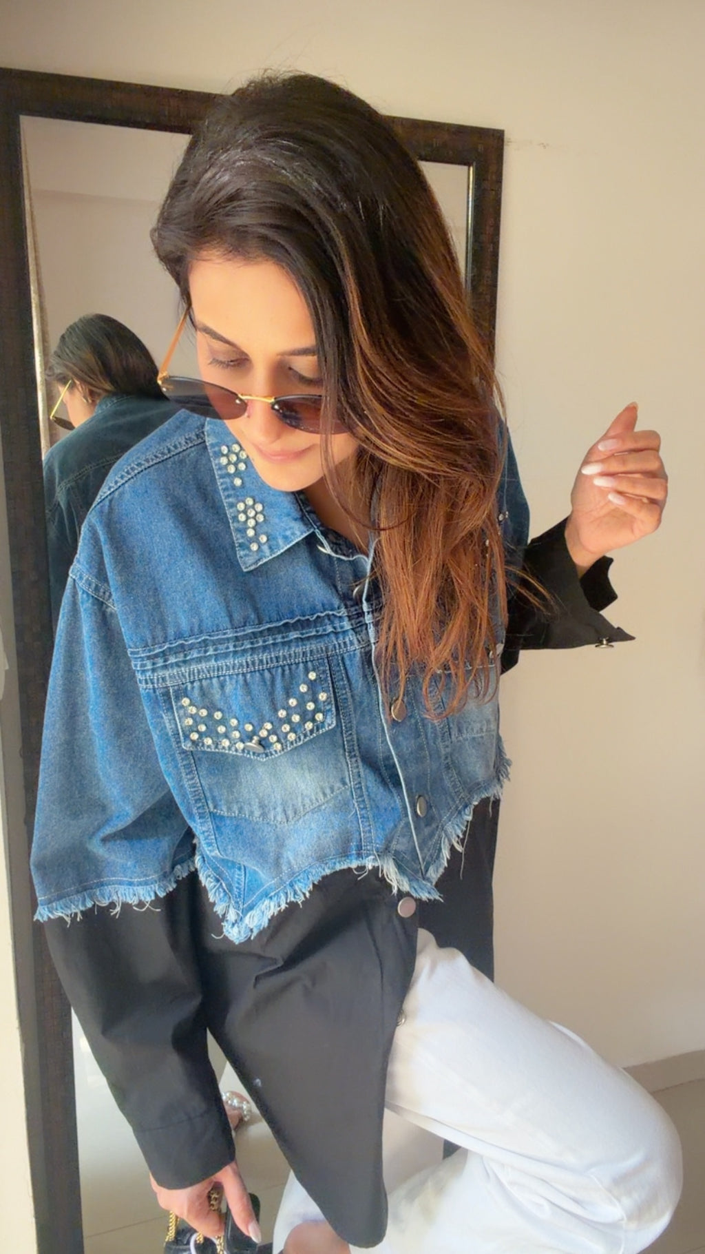 Studded Denim Poplin Shirt