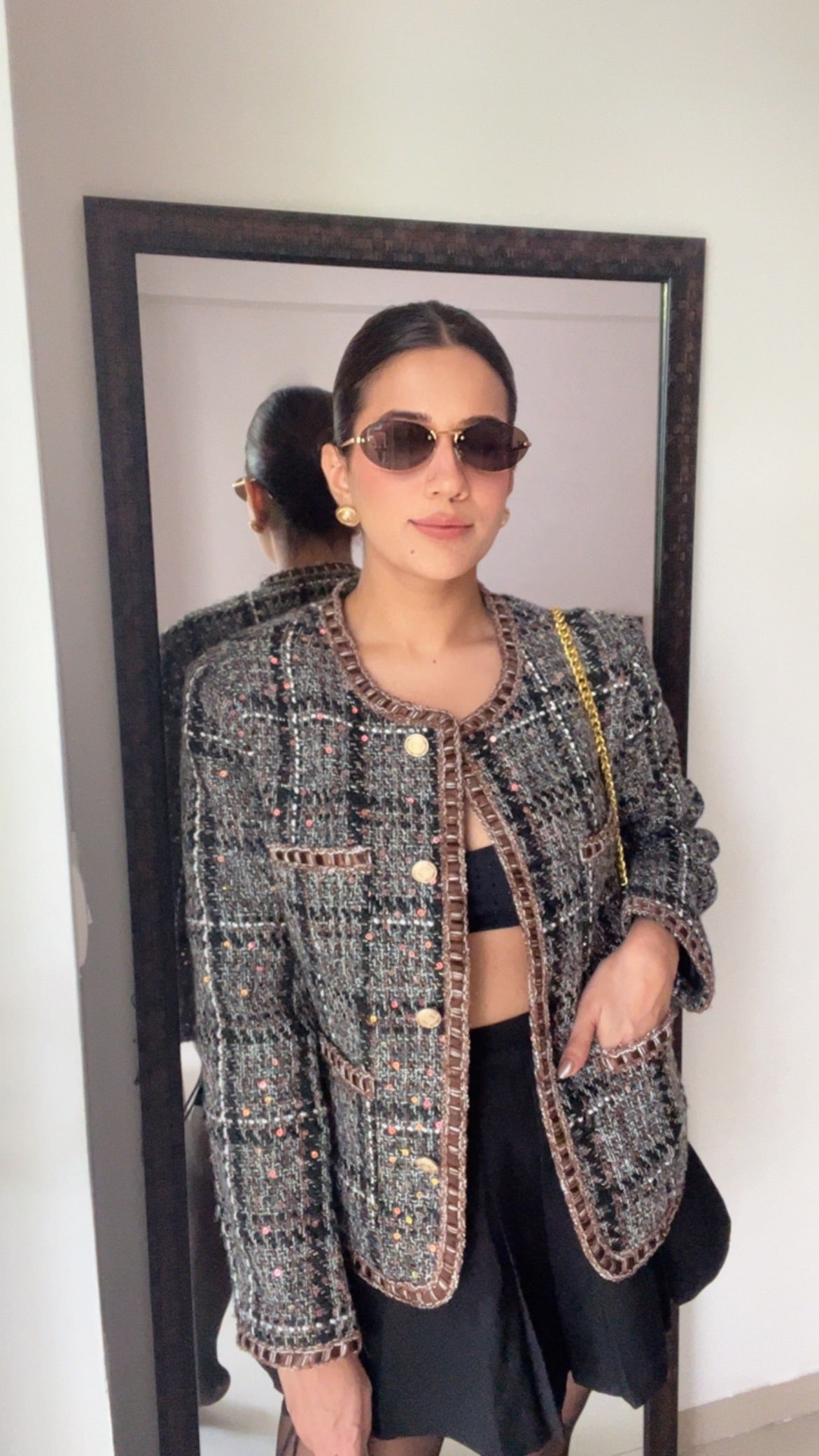 Textured Sequin Tweed Fall Jacket
